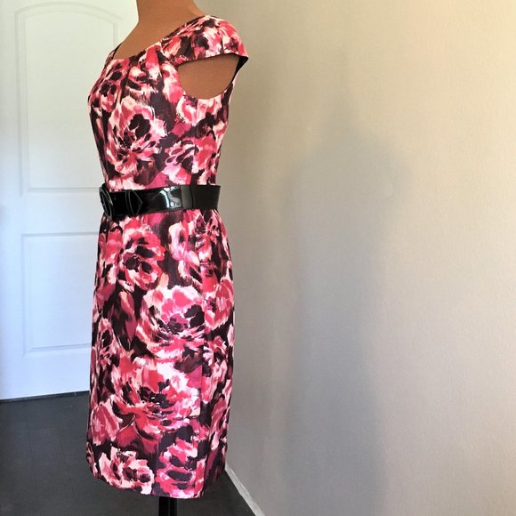 ALEX MARIE Pink & Black Floral Belted Dress | 4 - Picture 4 of 14